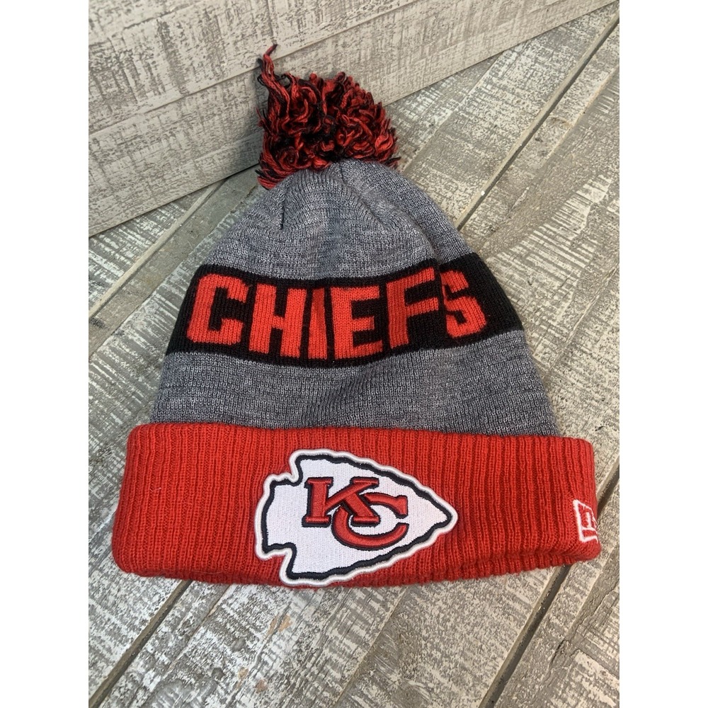 Kansas City Chiefs Logo Beanie Cap Hat Football Red Black New Era Unisex Adult